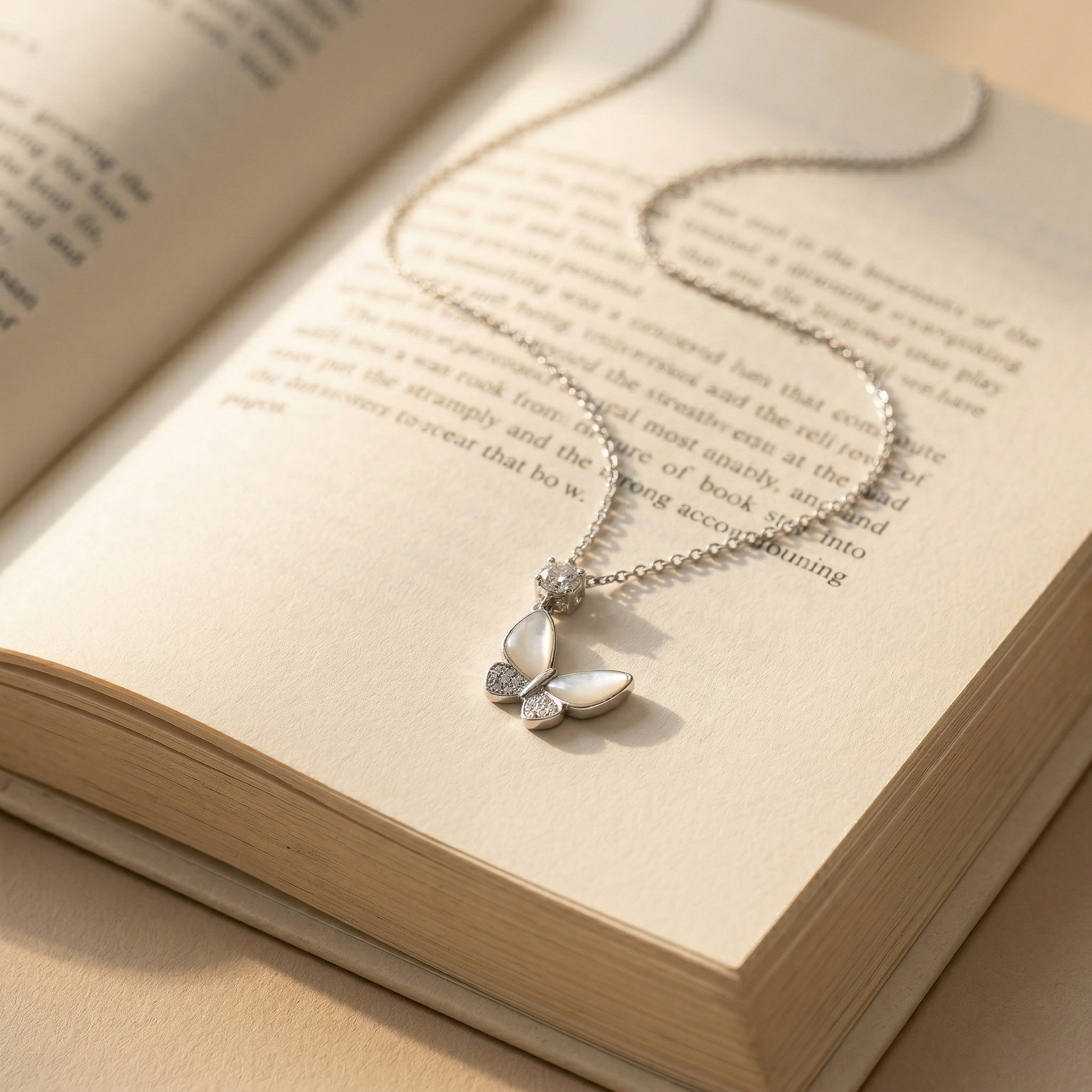 Silvme Butterfly Pendant Necklace with its softly polished 925 silver surface for women, refined silver accessory