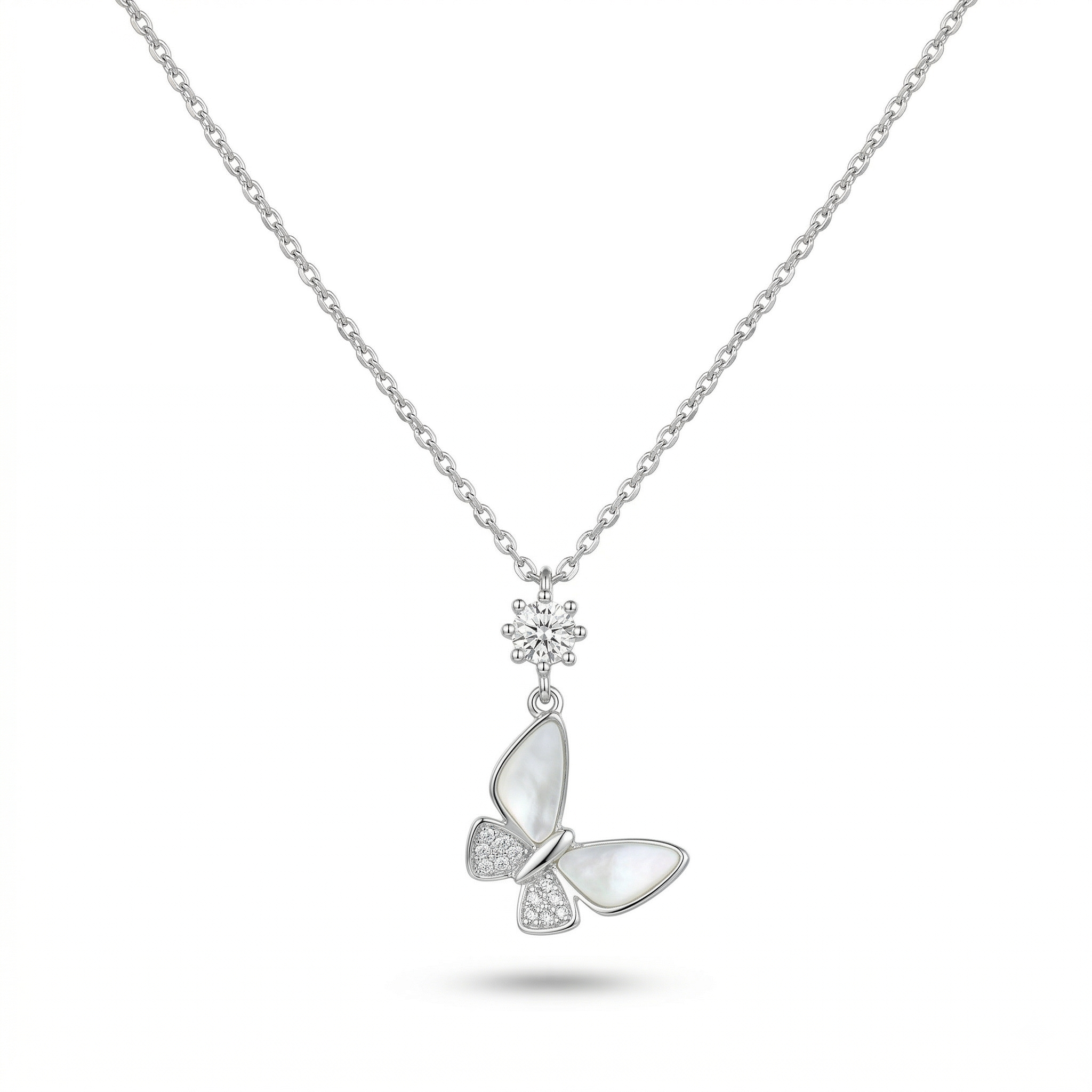 Silvme Pure 925 Sterling Silver Butterfly Pendant Necklace for Women & Girls