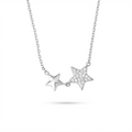 Silvme Pure 925 Sterling Silver Double Star Pendant Necklace for Women & Girls