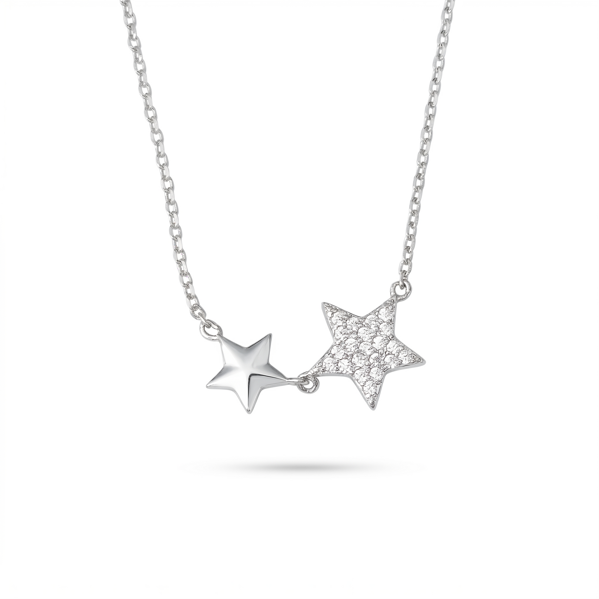 925 sterling silver Double Star Pendant Necklace by Silvme, an elegant accessory for her, premium silver jewellery