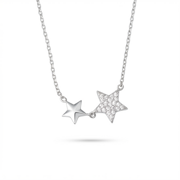 925 sterling silver Double Star Pendant Necklace by Silvme, an elegant accessory for her, premium silver jewellery