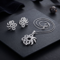 Silvme 925 silver pinwheel pendant and stud earrings with cubic zirconia, model styling view