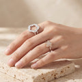 Silvme Oval Halo with cubic zirconia 925 sterling silver halo ring for women, silver-tone, promise ring silver, couple ring silver, stacking styling view