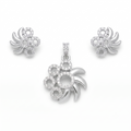 Silvme pure 925 sterling silver pinwheel pendant and stud earrings set with cubic zirconia, styled product image