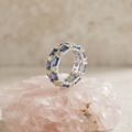 Silvme blue stone stackable sterling silver ring for women, lightweight daily-wear silver jewellery