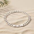 End links and fastening detail on the Silvme polished curb chain bracelet