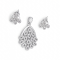 Silvme 925 silver sparkling cubic zirconia pendant and stud earrings with cubic zirconia, model styling view