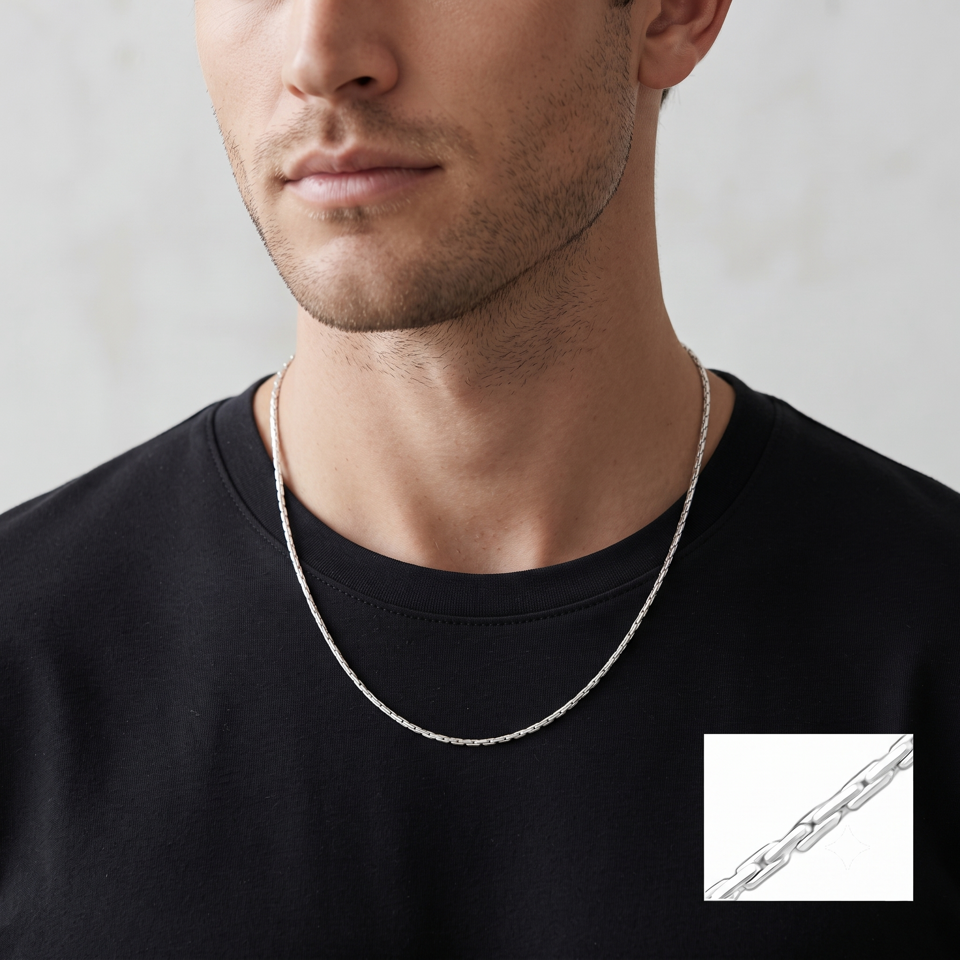 925 silver box link chain for women and men from Silvme, around 6.06 g on the scale