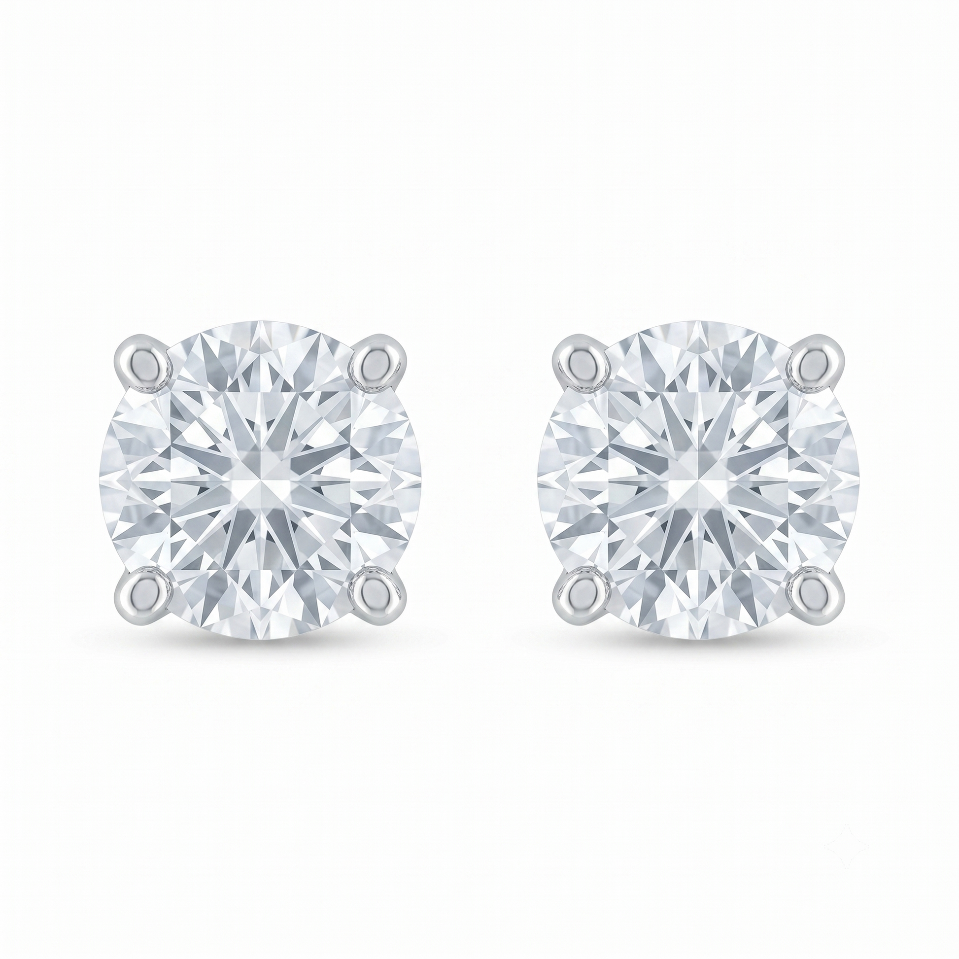 Round Solitaire Stone-Set Stud Earrings, front product view