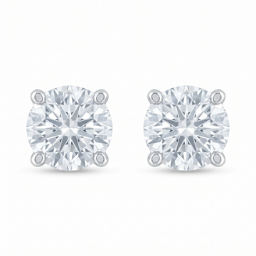 Round Solitaire Stone-Set Stud Earrings, front product view