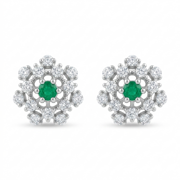 Green Floral Halo Stud Earrings, front product view