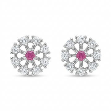 Pink-Centre Openwork Floral Stud Earrings, front product view