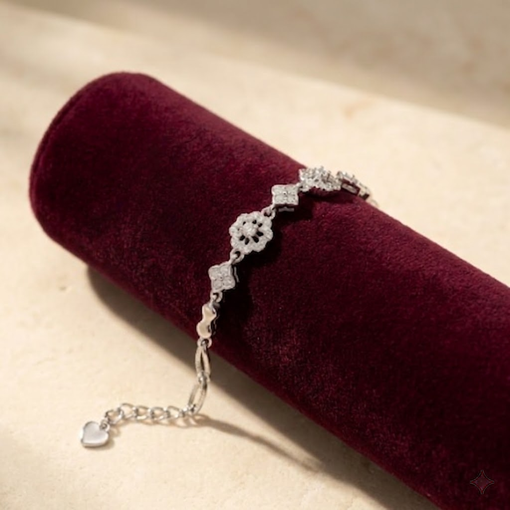 Silvme Floral Design Bracelet in 925 silver, styled for party wear, timeless everyday elegance