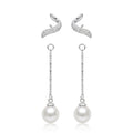 Convertible Pearl-Look Accent Drop Wavy Stud Earrings, additional product view 3