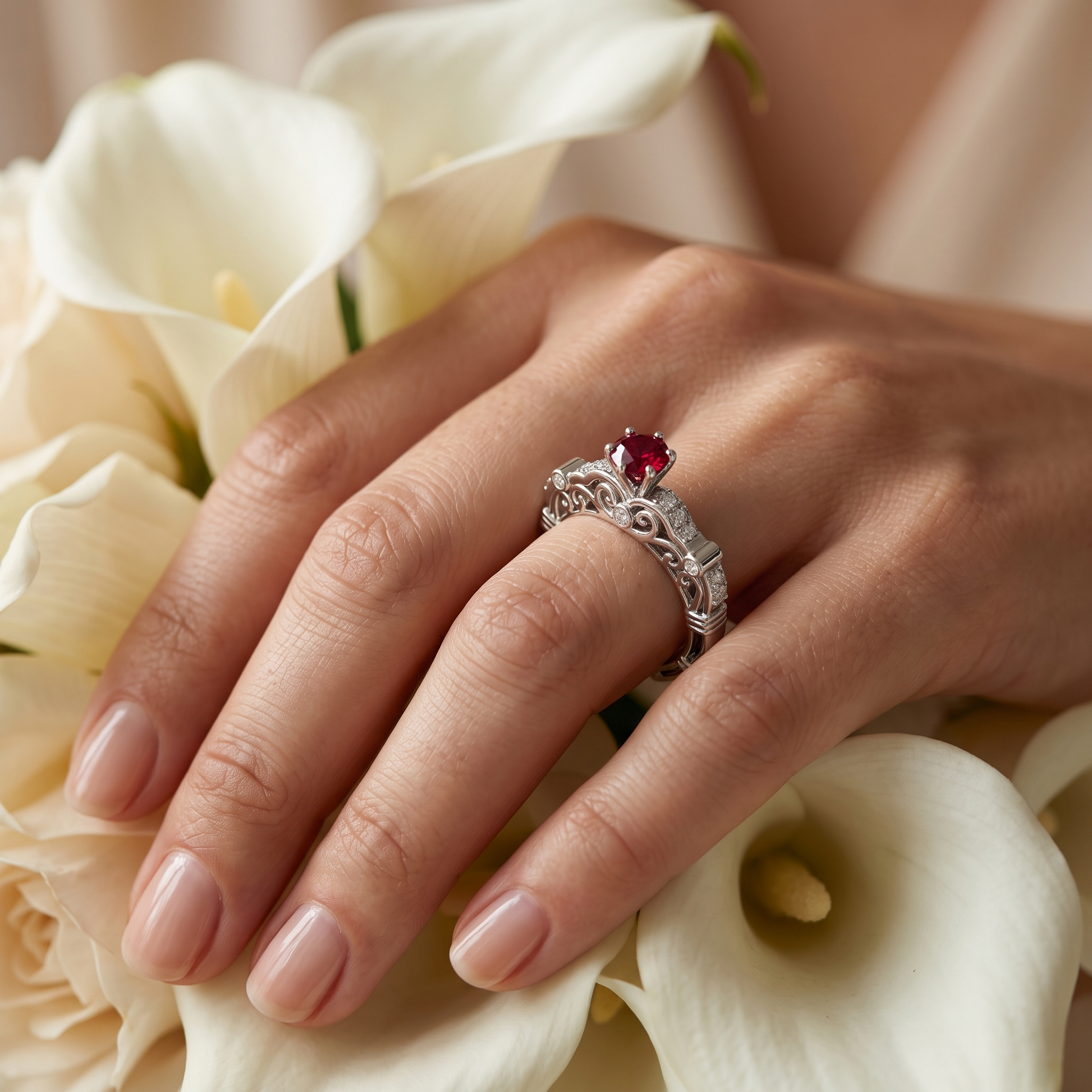 Silvme Heart Design 925 sterling silver ring for women — studio detail shot
