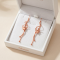 Rose Gold Floating Star Dangle Earrings, additional product view 4