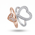 Silvme Heart Halo with cubic zirconia 925 sterling silver heart ring for women, two-tone rose gold and silver, american diamond ring, cz ring for women, gift box packaging view