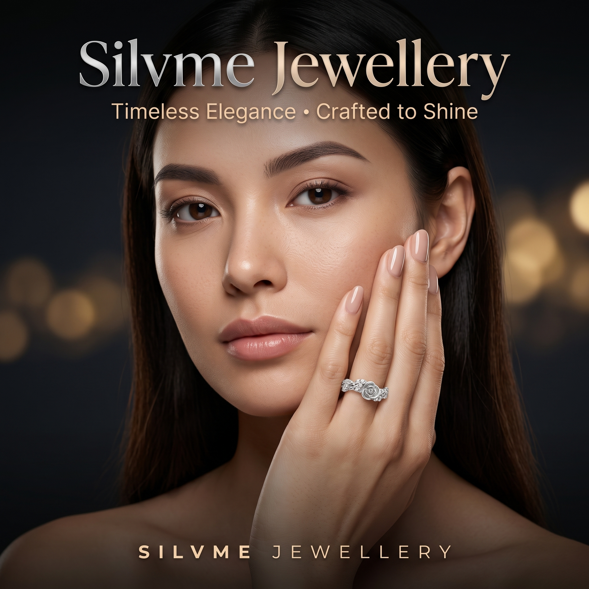 Silvme Vintage Filigree Lace 925 sterling silver ring for women — top view