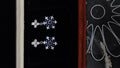Silvme Pure 925 Sterling Silver Blue Sapphire CZ Cross Pendant Drop Earrings — Front View