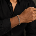 Link pattern and surface detail across the interlocked twist link bracelet by Silvme