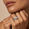 Silvme 925 Sterling Silver Pearl Statement Ring, bold round pearl on a split-shank band