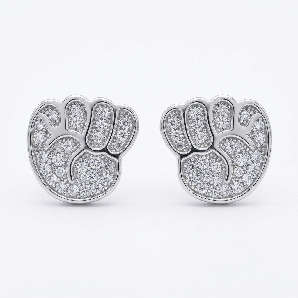 Footprint Stone-Set Stud Earrings, front product view