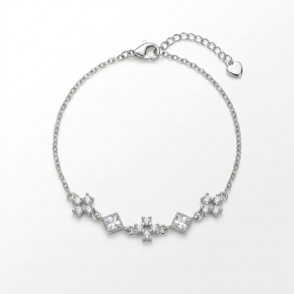 Silvme Lotus Flower CZ Bracelet with cubic zirconia, crafted in 925 sterling silver for women