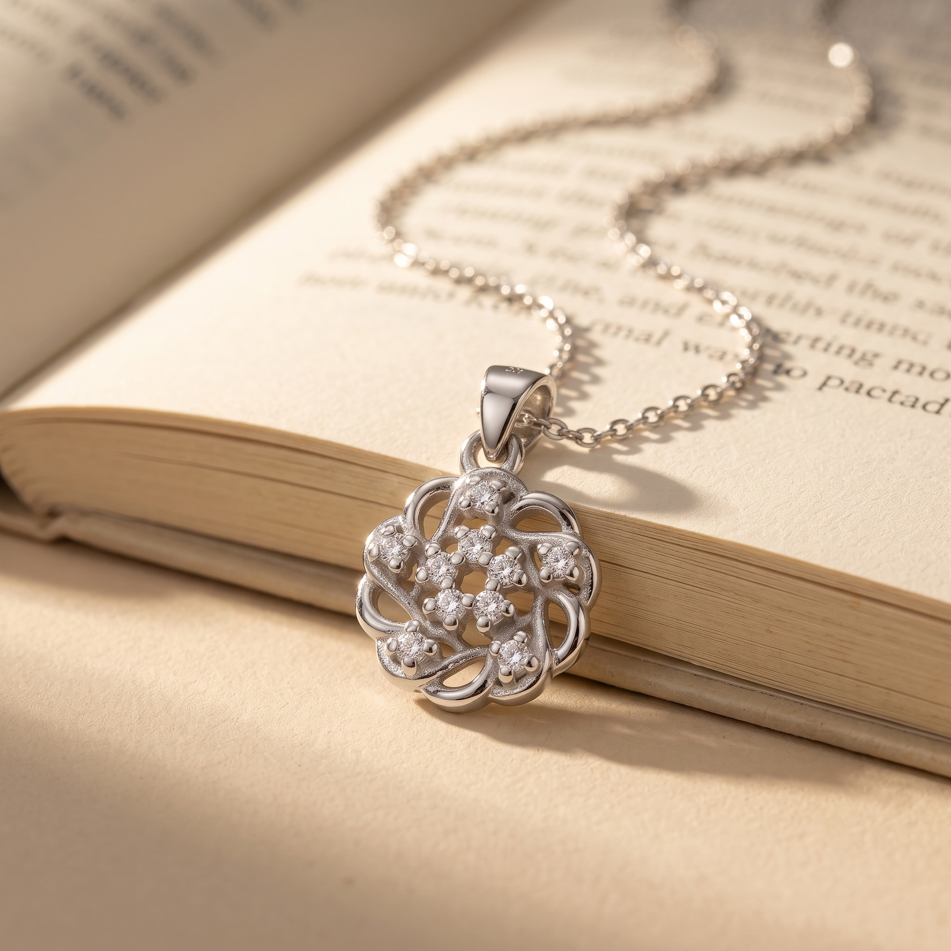Artistic Pendant design detail on the Silvme Artistic Pendant Necklace Creative Gift, crafted in polished 925 sterling silver
