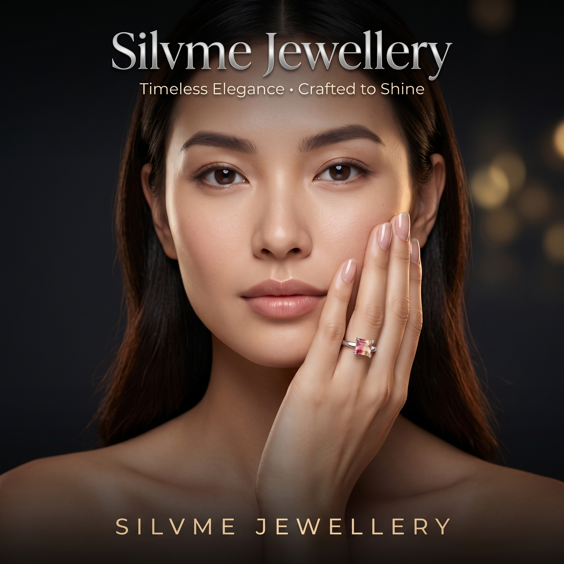 Silvme Herringbone Chevron 925 sterling silver ring for women — close-up detail