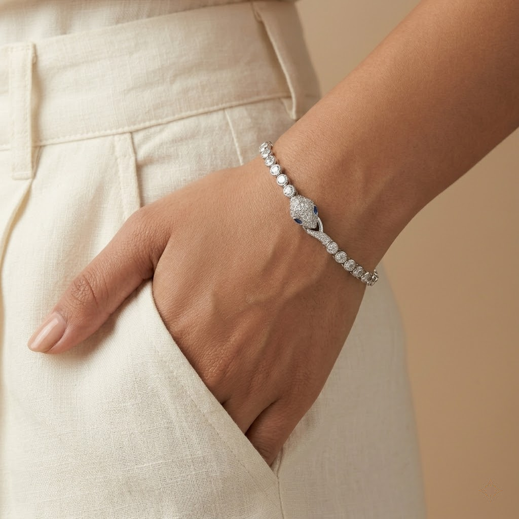 Silvme Snake Chain Bracelet with its softly polished 925 silver surface, a graceful gift for her