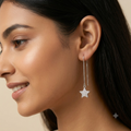 Stone-Set Pave Star Charm Threader Earrings, additional product view 7