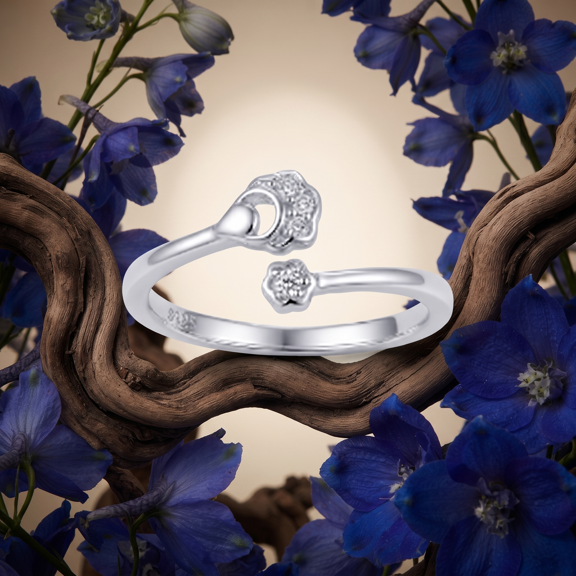 Silvme Classic Birthday 925 sterling silver ring for women — top view