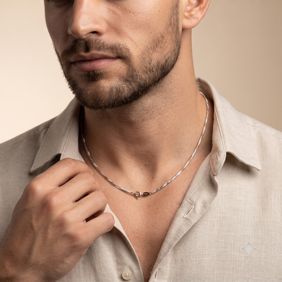 Silvme rhodium-plated chain in solid 925 sterling silver, approx. 4.11 g, sterling clasp and findings