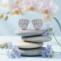Footprint Stone-Set Stud Earrings, additional product view 3