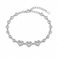 Silvme Heart Link Bracelet in 925 sterling silver with cubic zirconia, jewellery for women
