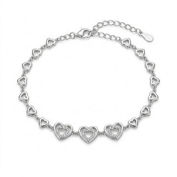 Silvme Heart Link Bracelet in 925 sterling silver with cubic zirconia, jewellery for women