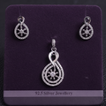 Silvme pure 925 sterling silver cubic zirconia pendant and stud earrings set with cubic zirconia, styled product image