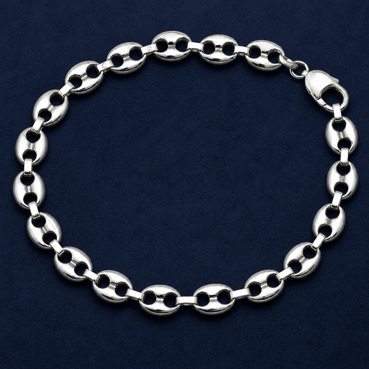 The mariner link bracelet for men shown against a plain studio background