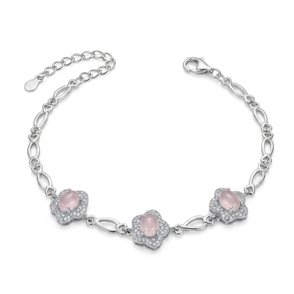925 sterling silver Flower Motif CZ Bracelet by Silvme with cubic zirconia, an elegant accessory for her