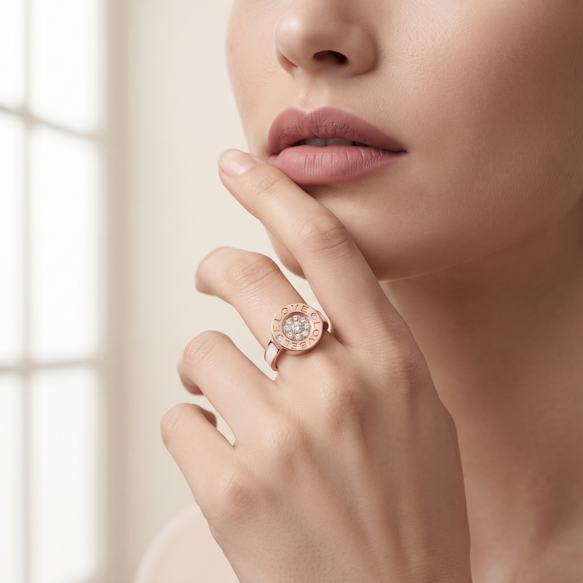 Comfort-fit 925 sterling silver rose gold LOVE ring for women in Indian ring sizes