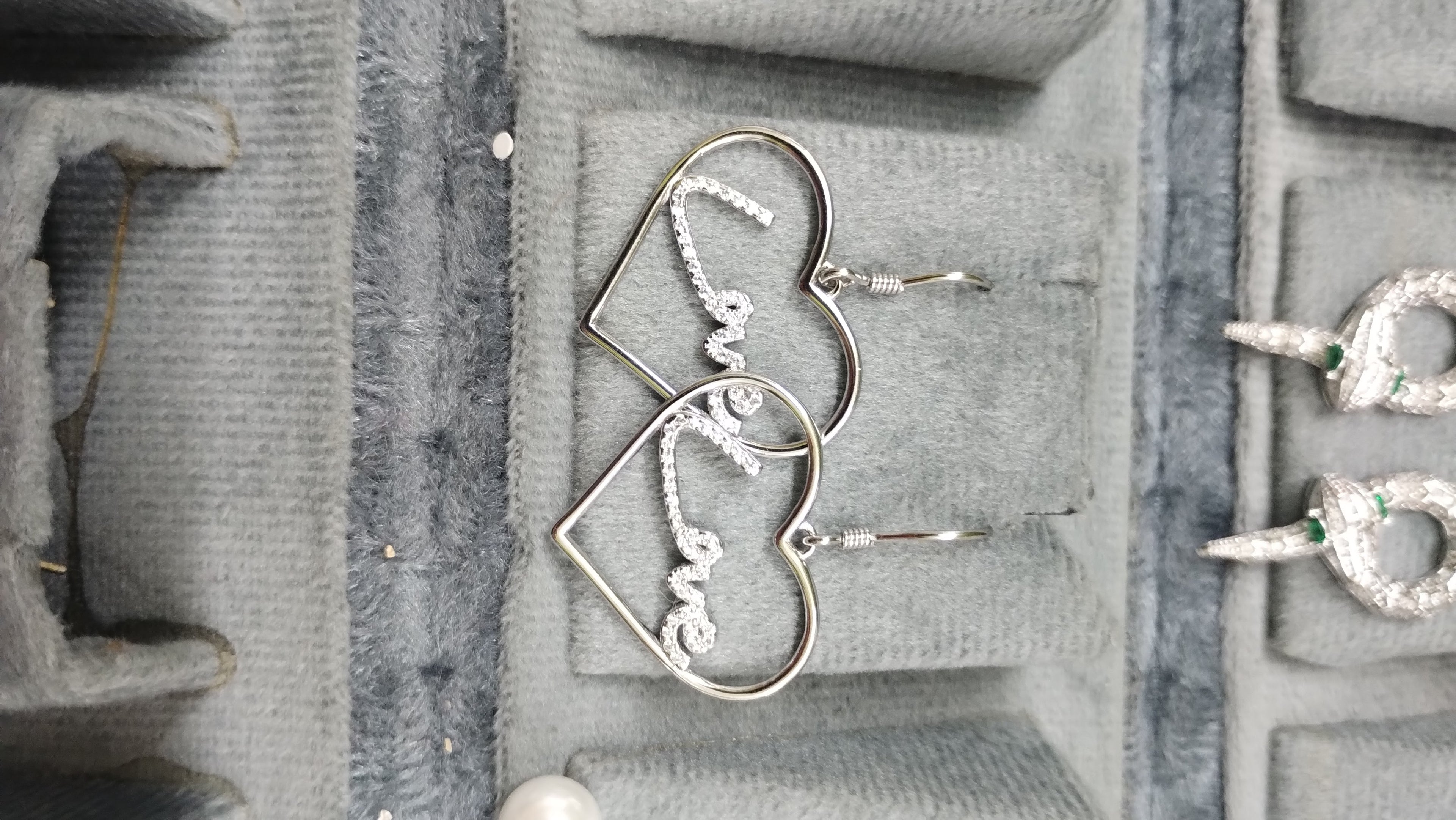 Silvme Pure 925 Sterling Silver Love Script Heart Drop Earrings — View 2