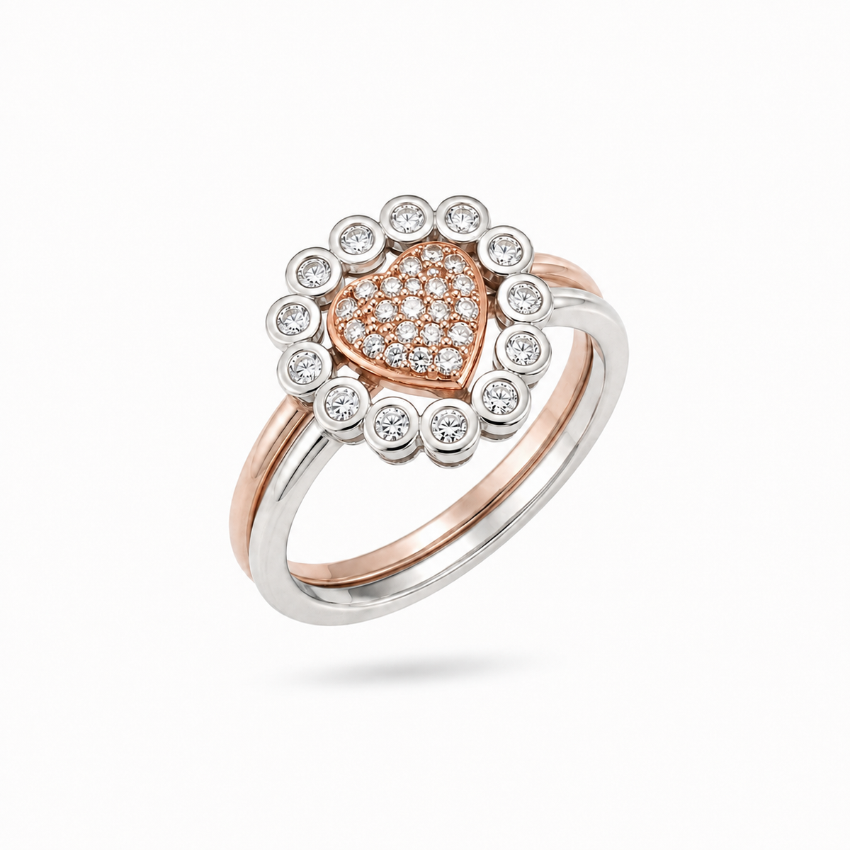 Silvme Diamond Halo with cubic zirconia 925 sterling silver halo ring for women, silver-tone, silver ring india, silver ring for women, close-up design detail