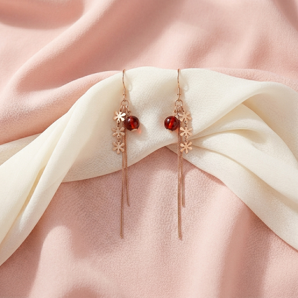 Daisy Cluster Amber-Tone Drop Earrings, additional product view 8