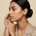 Black Square Cluster Stud Earrings, additional product view 5