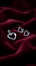 Dainty Heart 925 sterling silver pendant and stud earrings jewellery set with cubic zirconia by Silvme â€” styled setting image