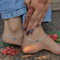 Clasp and adjustable extension-chain detail of the Silvme evil eye charm silver anklet