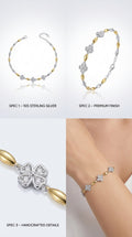 925 sterling silver Two-Tone Floral CZ Bracelet by Silvme accented with sparkling cubic zirconia, gold-tone finish, an elegant accessory for her