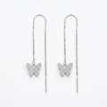 Stone-Set Butterfly Charm Threader Earrings, front product view