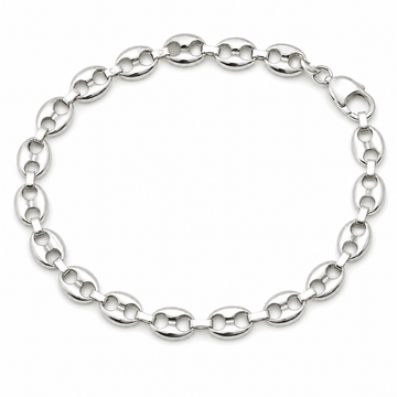 Silvme 925 sterling silver mariner link bracelet for men shaped into an oval on a white background