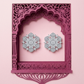 Silvme Pure 925 Sterling Silver Ornate Floral Snowflake Stud Earrings — Front View